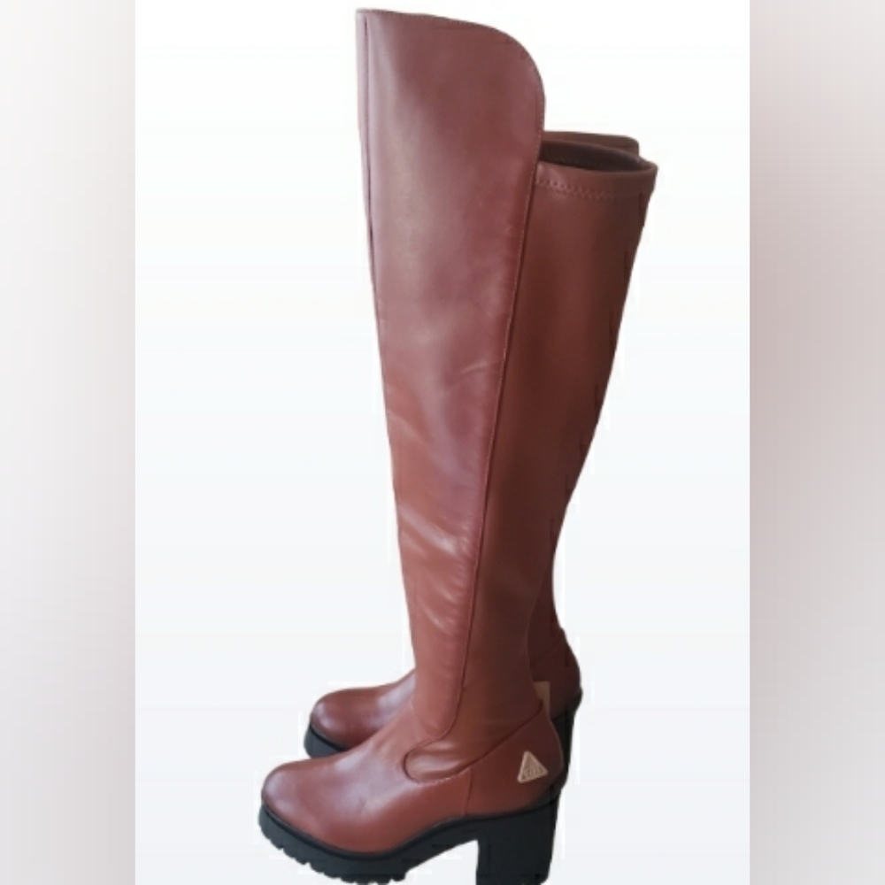 GB ReVolve OTK Chunky Redwood LUGG Block Sole Over the Knee high BOOTS - Picture 6 of 10